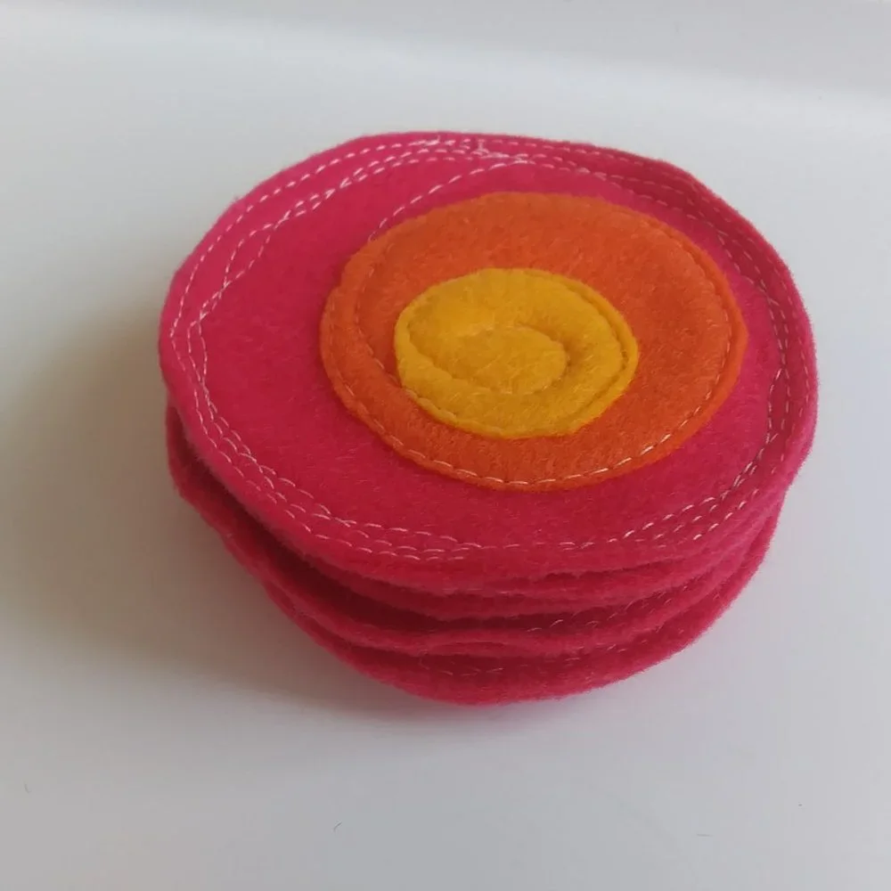 Handcrafted | Freeform Stitched Felt Coaster Set #2